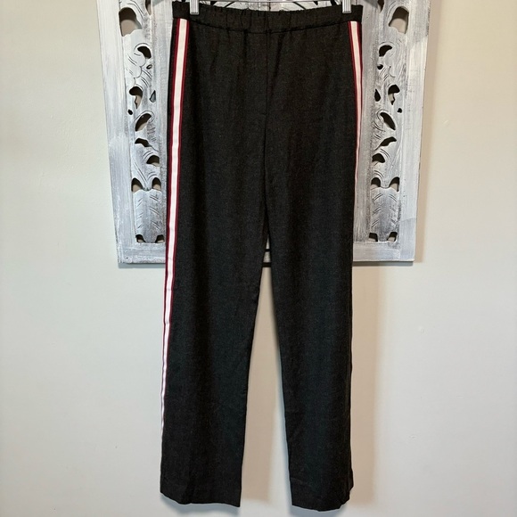 NEW Theory IWG Pull On Pant Charcoal Gray Wool Pacific Flannel Stripe Trouser S - Picture 2 of 7